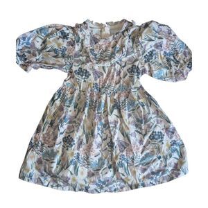 Gingersnaps Girls Floral Puff Sleeve Dress Size 2 Cotton Ruffle Cottagecore